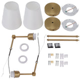 Wall Sconces Sets of 2 Hardwired Bathroom Vanity Light Fixture with White Lampshade E26 E27 Wall Lamp Holder 85?265V Gold