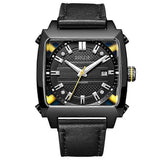 BAOGELA 6763G Square Dial Leather Strap Clock Calendar Mechanical Watch For Men