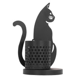 Black Metal Cat Pen Holder Decorative Stress Relieving Ornaments Cute Pen Organizer for Desk