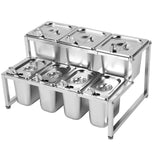 Stainless Steel Expandable Condiment Jar & Spice Container Set with Double-Layer Jar Holder - Seasoning Storage Kit(Number 24)