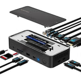 (US Plug) WAVLINK UMD23M For Laptop Tablet 13 in 1 USB-C Hub 10Gbps M.2 Pcie / SATA SSD Enclosure