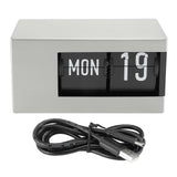 Calendar Flip Clock Elegant Fashion Multipurpose Desk Decorative Digital Flip Down Clock for Home Room Office Silver