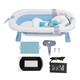 Collapsible Baby Bathtub Foldable Toddler Bath Cushioh Pad Lying Bathing Tub Home Use With Dinosaur Cushion T Shaped Mesh Blue