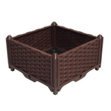 Planter Grow Box Plastic Rectangular Raised Garden Bed for Flower Vegetable Balcony School Rattan Brown Single Row of One 39x39x22x15cm / 15.4x15.4x8
