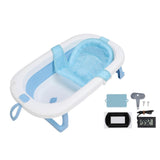 Baby Bath Tub Set Folding Space Saving Multi Functional Infant Bath Tub for Family Large Blue