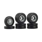 6pcs Metal Front And Rear Wheel Hub Rubber Tire Wheel Tyre Complete Set For 1/14 Rc Trailer Tractor