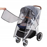 Baby Stroller Rain Cover Double Zipper Closure Windproof Waterproof Stroller Weather Cover EVA Transparent Window