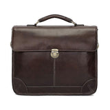 Men Retro Cowhide Leather Briefcase Multifunctional Laptop Bag for 15.6 Inch Computer