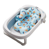 Baby Bath Cushion Pad Adjusted Mesh Support Baby Bath Floating Mat for Infants Newborn Blue Rainbow
