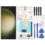 (Silver) For Samsung Galaxy S23 Ultra 5G SM-S918U US Edition 6.78 inch OLED LCD Screen Digitizer Full Assembly with Frame