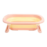 Collapsible Baby Bath Tub with Drainage Hole Space Saving Multifunctional Anti Slip Foldable Infant Bathtub Pink