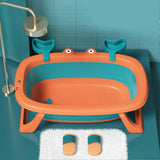 Folding Baby Bathtub Portable Prevent Slipping Easy Storage Newborn Washing Tub with Storage Slot for Newborns Orange