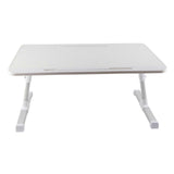 Laptop Bed Table with Foldable Legs Rotating Table Top Aluminum Alloy Portable Laptop Desk for Writing Working Reading Eating Warm White
