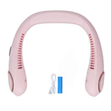 Wearable Neck Fan LED Display Bladeless 3 Gears 360?? Surround Wind Portable Neck Hanging FanPink 2000mAh Battery