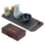 Matcha Tea Tool Set Matcha Bowl Whisk Scoop Ceramic Whisk Holder Caddy Teacup Mat Tea Ceremony KitFlowers Style