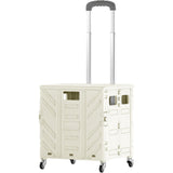 Foldable Utility Cart 4 Silent Brake Universal Wheel Collapsible Handcart Rolling Folding Utility Crate with Cover White Middle Wheel