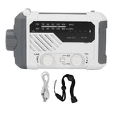 Solar Hand Crank Radio Multifunction AM FM USB Rechargeable Power Bank Emergency Weather Radio with LED Flashlight White