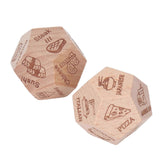 Food Decision Dice 12 Sides Various Food Patterns Wooden Dice for Couples Date Night