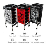 Salon Rolling Trolley Cart with 5 Slide-Out Drawers Foldable Appliance Holders SPA Hairdressing Trolley for Stylist Hairdresser Hair Styling Storage