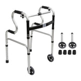 Senior Folding Walker with Arm Support 8 Levels Height Adjustable Multiple Modes Portable Folding Walker for Disabled Elderly