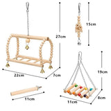 Bird Parrot Toys Wooden Hanging Swing Hammock Chewing Standing Climbing Ladders Perches Pet Cage Accessories