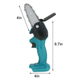 4inch Electric Chain Saw One-Hand Wood Cutter Cordless For Makita 18V-21V Battery Electric Wrench Power Saw ABS+Metal Blue 800W