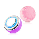 2-IN-1 Face Deep Cleaning Silicone Brush Blackhead Pore Cleaner LED Photon EMS Vibration Heating Massager Skin Rejuvenation Lift