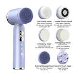 6 In 1 Ultrasonic Electric Face Cleansing Brush Silicone Hot Cool Sonic Facial Exfoliating Cleaner Skin Rejuvenation Massage NEW