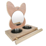 Parrot Mirror Toys for Cage Hanging Bird Feeder with Stainless Steel Food Water Bowl Feeding Cups with Perch Platform