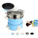 220V Non-Stick Electric Frying Pan Multi Cooker Household Electric Cooking Machine Hot Pot With Steamer Blue/Pink Available