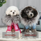 Luxury Fur Collar Dog Clothes Waterproof Windproof Dog Overalls for Small Dog Adjustable Waist Warm Puffy Pet Clothing Hair Free