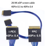 2K 4K eDP screen cable I-PEX 0.4mm to 0.5mm 40Pin FCP coaxial cable