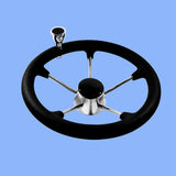 15.5 inch Boat Steering Wheel Replacement Stainless Steel 5 Spoke with Knob Fit for Ship Yacht Boat Parts Accessories