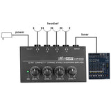 Newest HA400 Ultra-compact Mini Audio Stereo Headphone 4 Channels Amplifier With Power Adapter Black Color