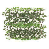 Patio Garden Balcony Wooden Trellis Hedge Stretchable Fence Home Decor Flower Yard With Artificial Rose Leaves Multifunction
