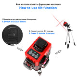 KaiTian 3D Laser Level Tripod Self-Leveling 360 Horizontal&Vertical Cross Powerful Red 12 Lines Levels Niveau Lasers 3D Receiver