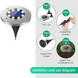 8PCS Solar Ground Light Outdoor Waterproof 8 LED Landscape Lighting Solar Light Cold Light Outdoor Ground Light