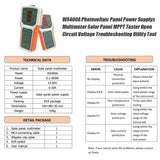 WS400A Photovoltaic Panel Power Supplys Multimeter Solar Panel MPPT Tester Open Circuit Voltage For Troubleshooting Comparison