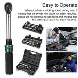 10-60N.m 3/8 Inch Drive 7 PCS Preset Torque Wrench Bits Set Quick Release Adjustable Torque Wrench Bicycle Car Auto Repairs
