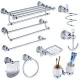 Modern Clear Crystal Bathroom Accessories Sets Silver Polished Chrome Bathroom Products Solid Brass Bathroom Hardware Sets jk6