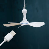 360 Degree Rotation Personal Mini USB Ceiling Fan Hanging USB for Camping Air Cooler Bed Tent Round PVC Metal Indoor/Outdoor
