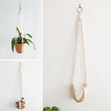 Garden Home Portable Plant Hanger Patio Faux Leather Hanging Basket Flexible Indoor Outdoor Adjustable Length Wall Decoration