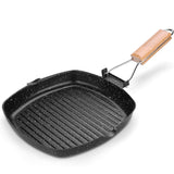 Outdoor Camping Cookware Frying Pan Grilling Pan with Folding Handle, Cooking Kitchenware for Outdoor Hiking and Picnic