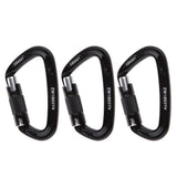 3 Pcs 24KN Aluminum Self-locking Carabiner D-Ring Keychain Survival Safety Equipment for Outdoor Camping Gear Climbing Acces
