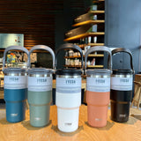 600ml Tyeso Tumbler Coffee Cup Stainless Steel Vacuum Thermal Straw Cups Insulated Mug Cold Storage Ice Large Capacity Leakproof