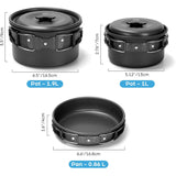 Camping Cookware for 2 People Portable Pots Pans Cup Teaport Set Folding Outdoor Cooking Set Picnic Tableware Camping Plates