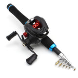 1.65M Carbon fishing rod Casting Rod and Baitcasting Reel set Portable telescopic pole Fishing rod with reel carp Trout pesca