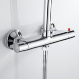 Bath Shower Faucet Thermostatic Faucets Wall Mounted Mixer Valve Tap Temperature Control Rain Shower Chrome Bathroom Twin Outlet
