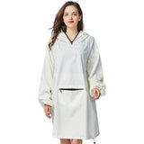 Women's Stylish Waterproof Rain Poncho Cloak Raincoat with Hood Sleeves and Big Pocket on Front.