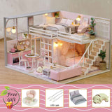 CUTEBEE DIY Dollhouse kit Wooden Doll House Miniature House Furniture Kit Toys for children Christmas Gift TD32
